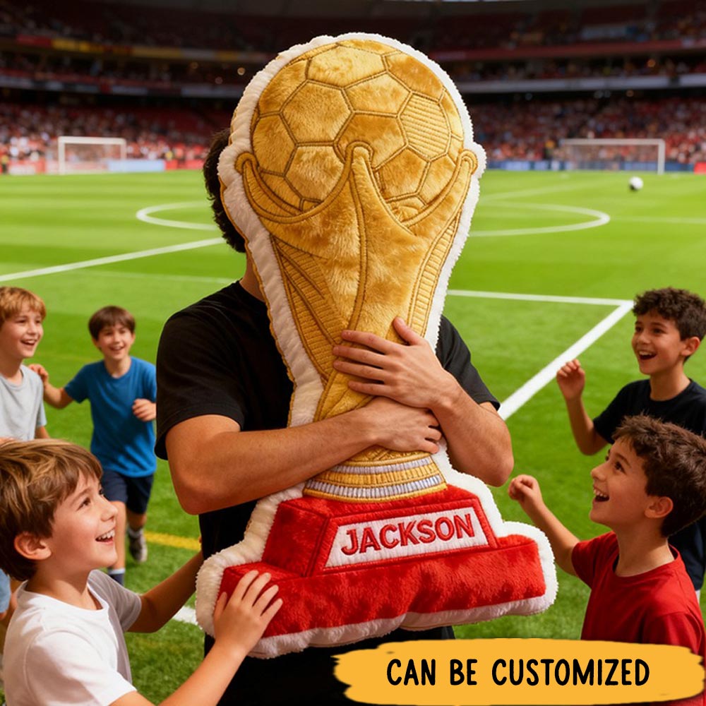 Personalized Graphic3DPrint Soccer Golden Trophy Pillow with Custom Name for Champions Graphic 3D Print