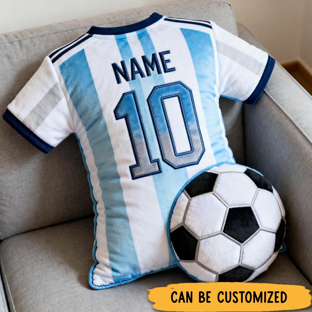 Personalized Graphic3DPrint Soccer Jersey Pillow with Custom Name and Number for Fans