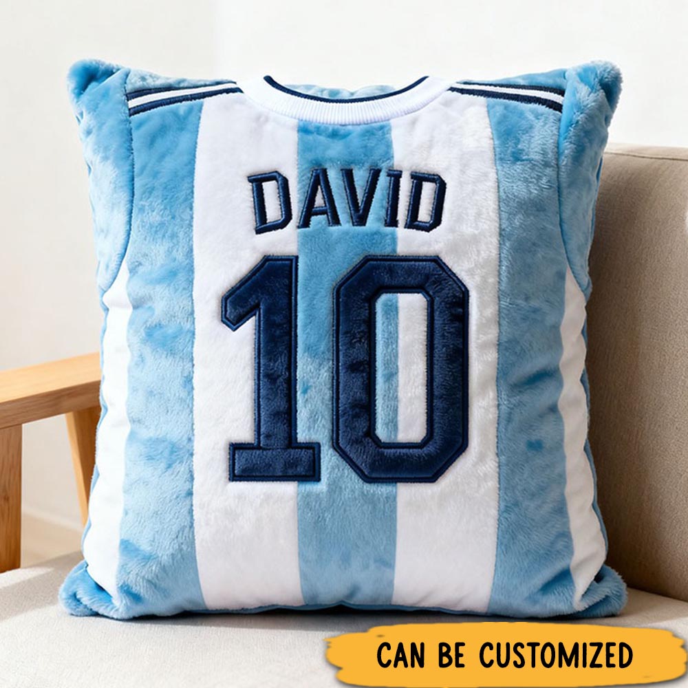 Personalized Graphic3DPrint Soccer Jersey Pillow with Custom Name and Number for Sports Enthusiasts