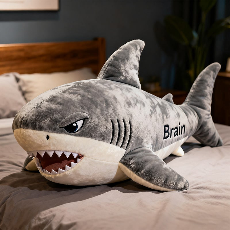 Personalized Gray Shark Pillow Bedroom Decor Christmas Gifts For Shark Lovers
