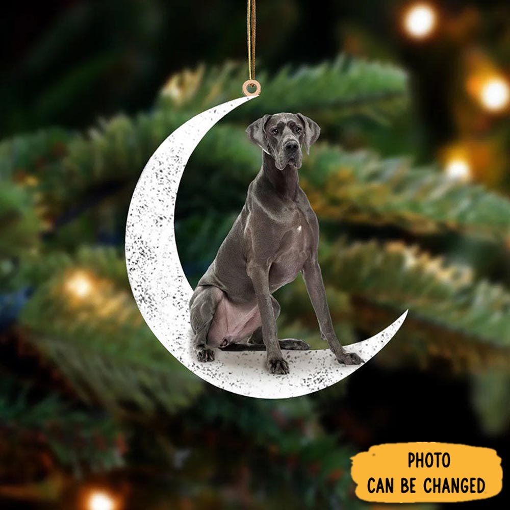 Personalized Great Dane Sit On The Moon Ornament Heartfelt Ornament Gift For Mom