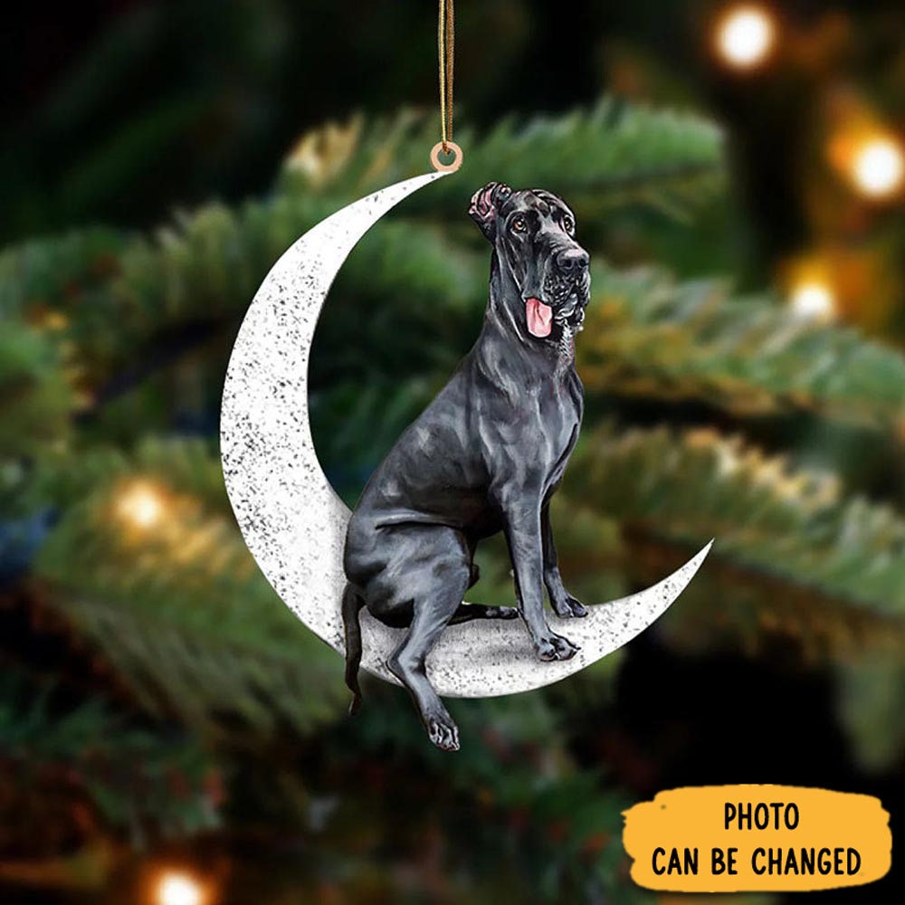 Personalized Great Dane Sit On The Moon Ornament Lovely Ornament Gift For Him