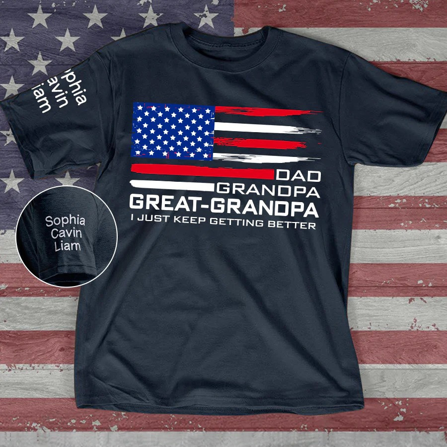 Personalized Great Grandpa T Shirt Patriotic Family Legacy Special Fathers Day Gift for Him