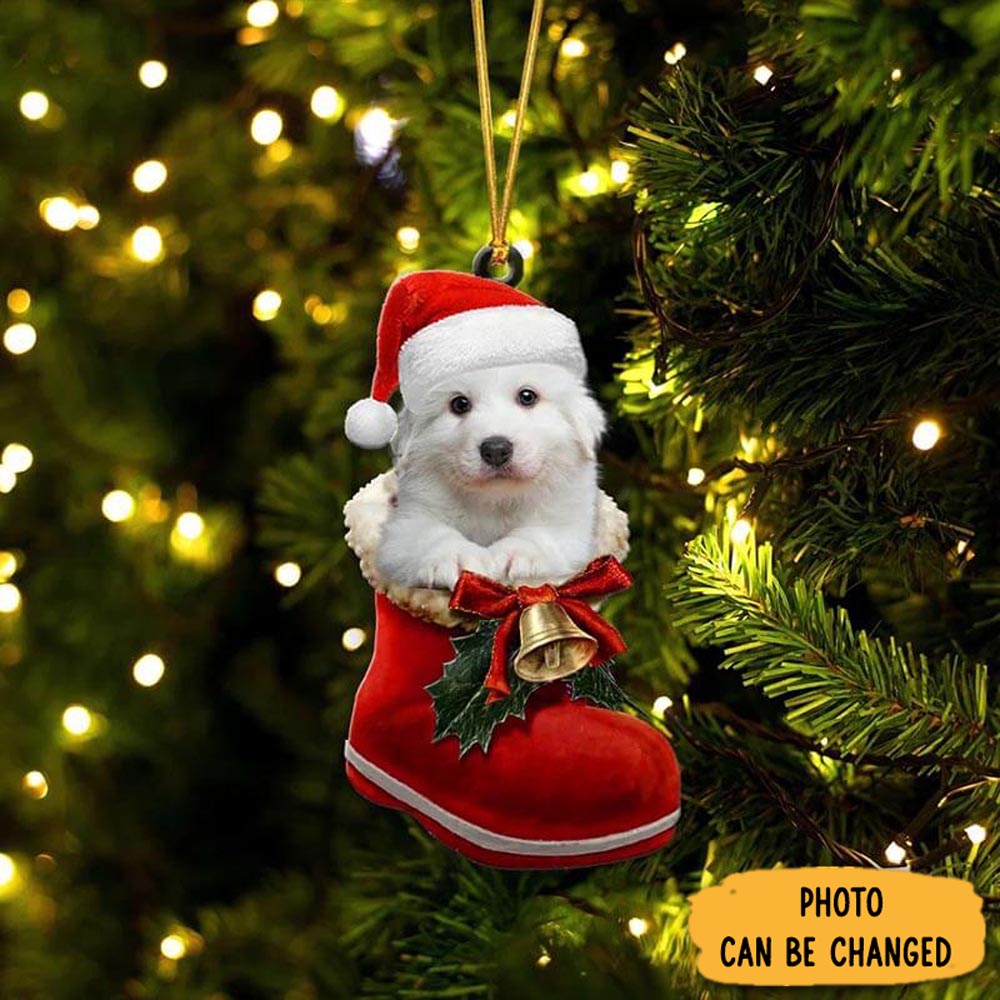 Personalized Great Pyrenees In Santa Boot Christmas Hanging Ornament Beautiful Holiday Ornament Keepsake