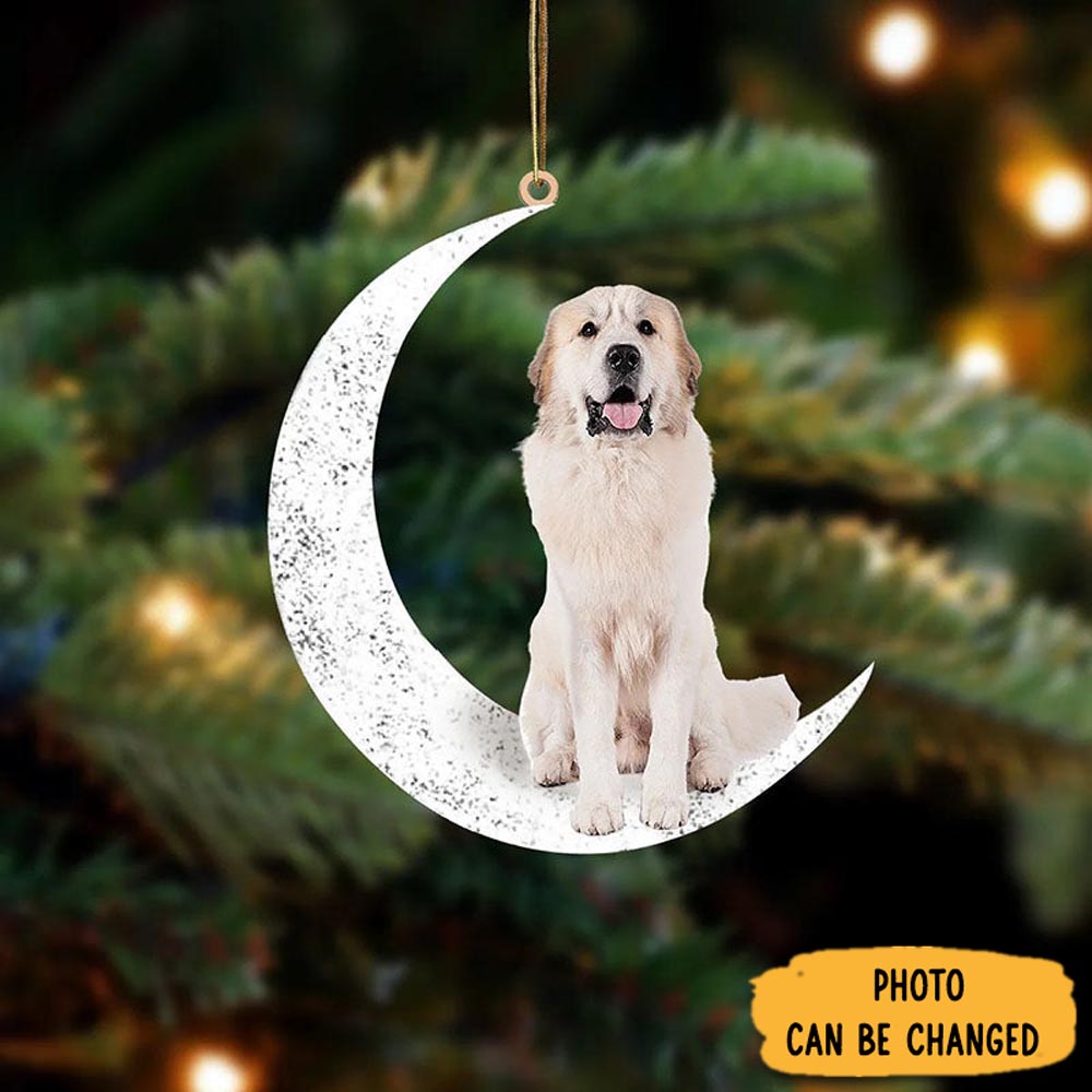 Personalized Great Pyrenees Sit On The Moon Ornament Festive Holiday Ornament Collection