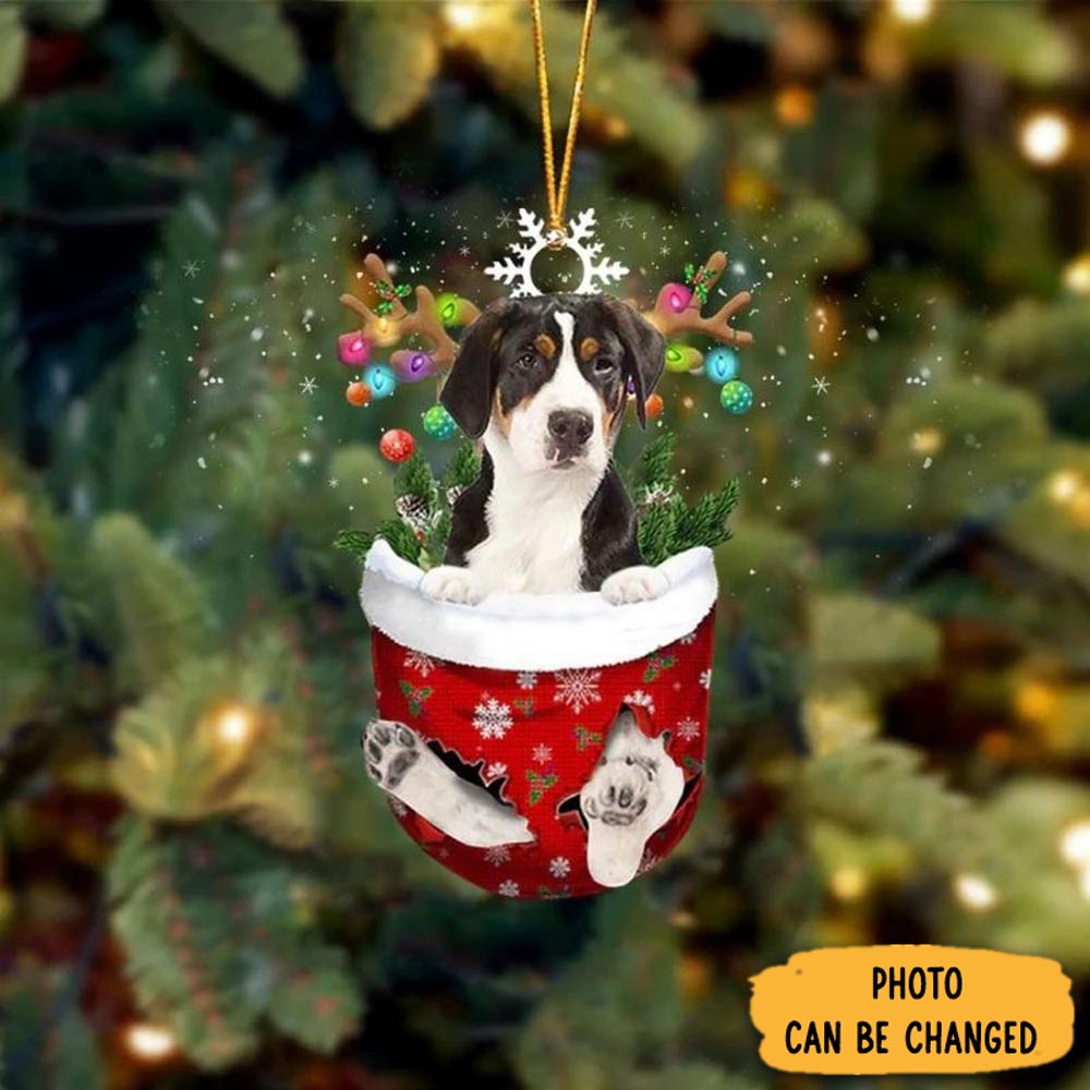 Personalized Greater Swiss Mountain Dog In Snow Pocket Christmas Ornament Joyful Home Ornament Decor