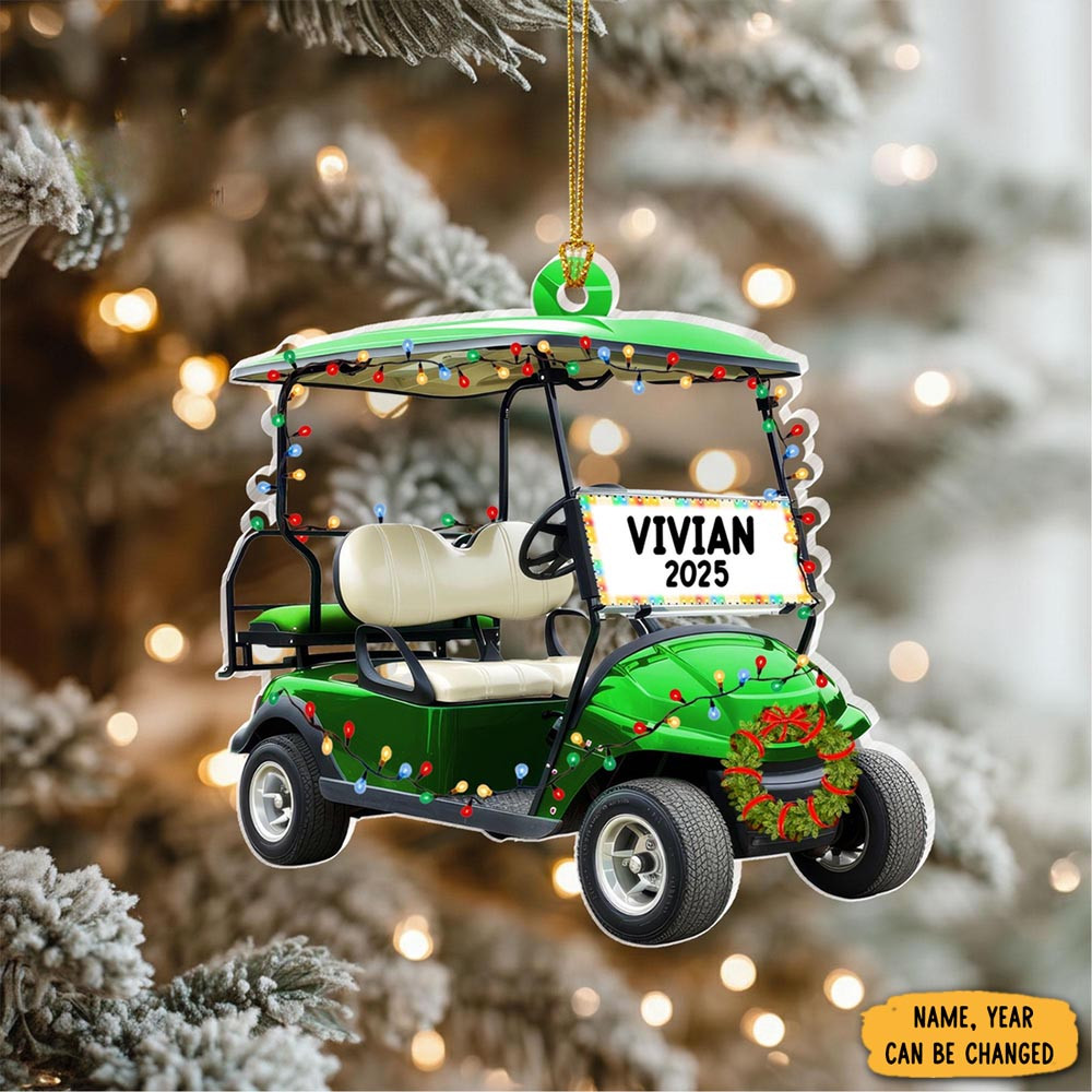Personalized Green Golf Cart Christmas Ornament Christmas Tree Decor Xmas Gift Ideas