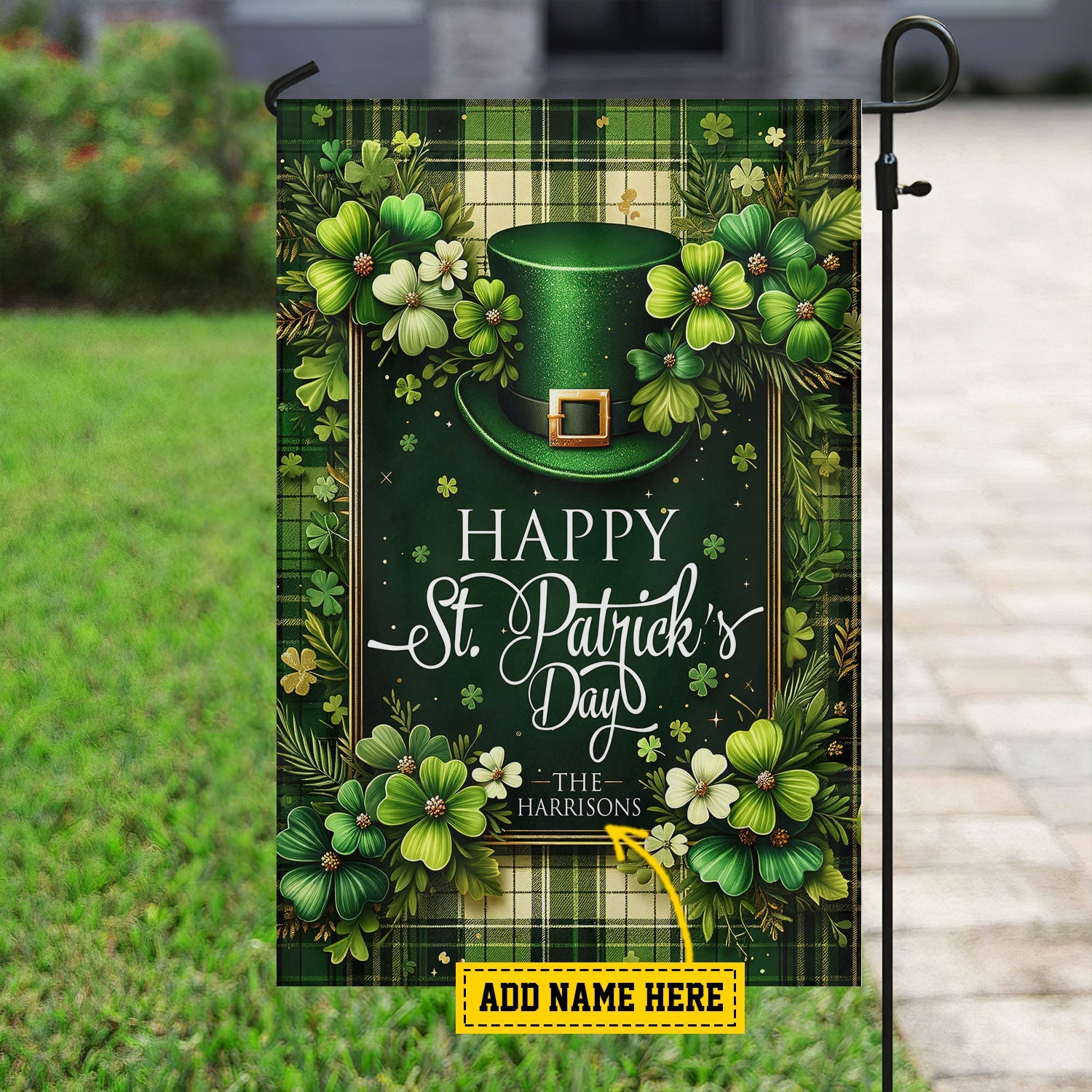 Personalized Green Hat Patrick's Day Garden Flag Patricks Day Irish Outdoor Decoration