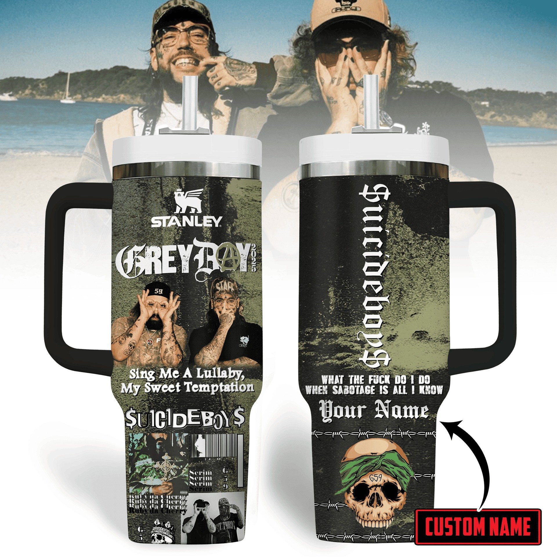 Personalized Grey Boy Suicideboys 40oz Tumbler With Handle Unique Gifts For Fan Lovers