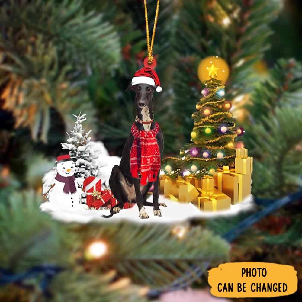 Personalized Greyhound Christmas Ornament Lovely Holiday Ornament Display
