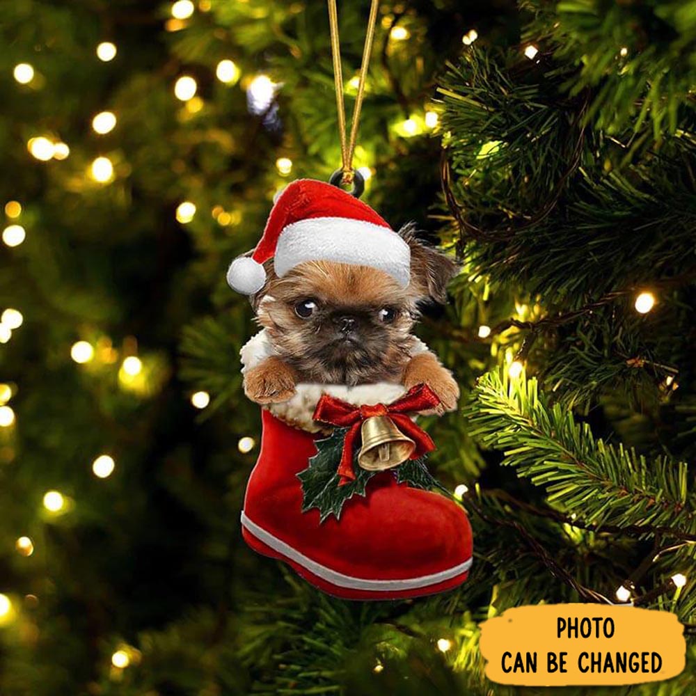 Personalized Griffon Brussels In Santa Boot Christmas Hanging Ornament Timeless Ornament For Holiday Memories