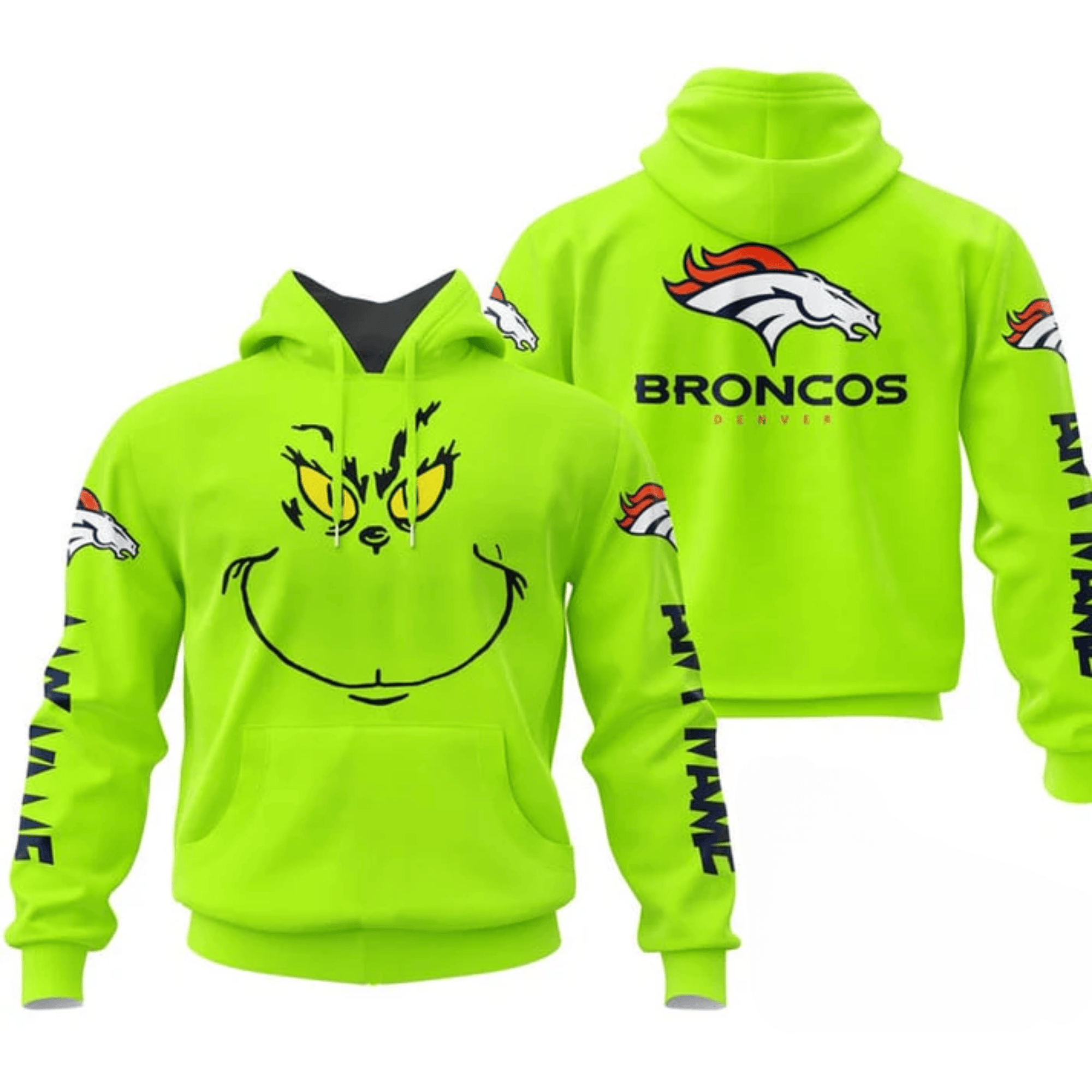 Personalized Grinch Denver Broncos Hoodie Football Christmas Gifts For Fans