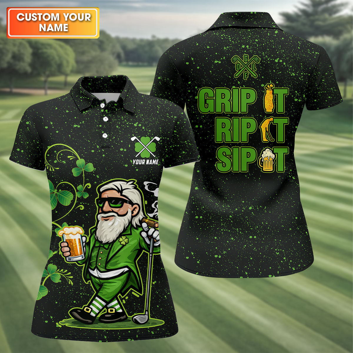 Personalized Grip It Rip It Sip It St Patrick's Day Polo Shirt Unique Golf Clothing Mother's Day Gift