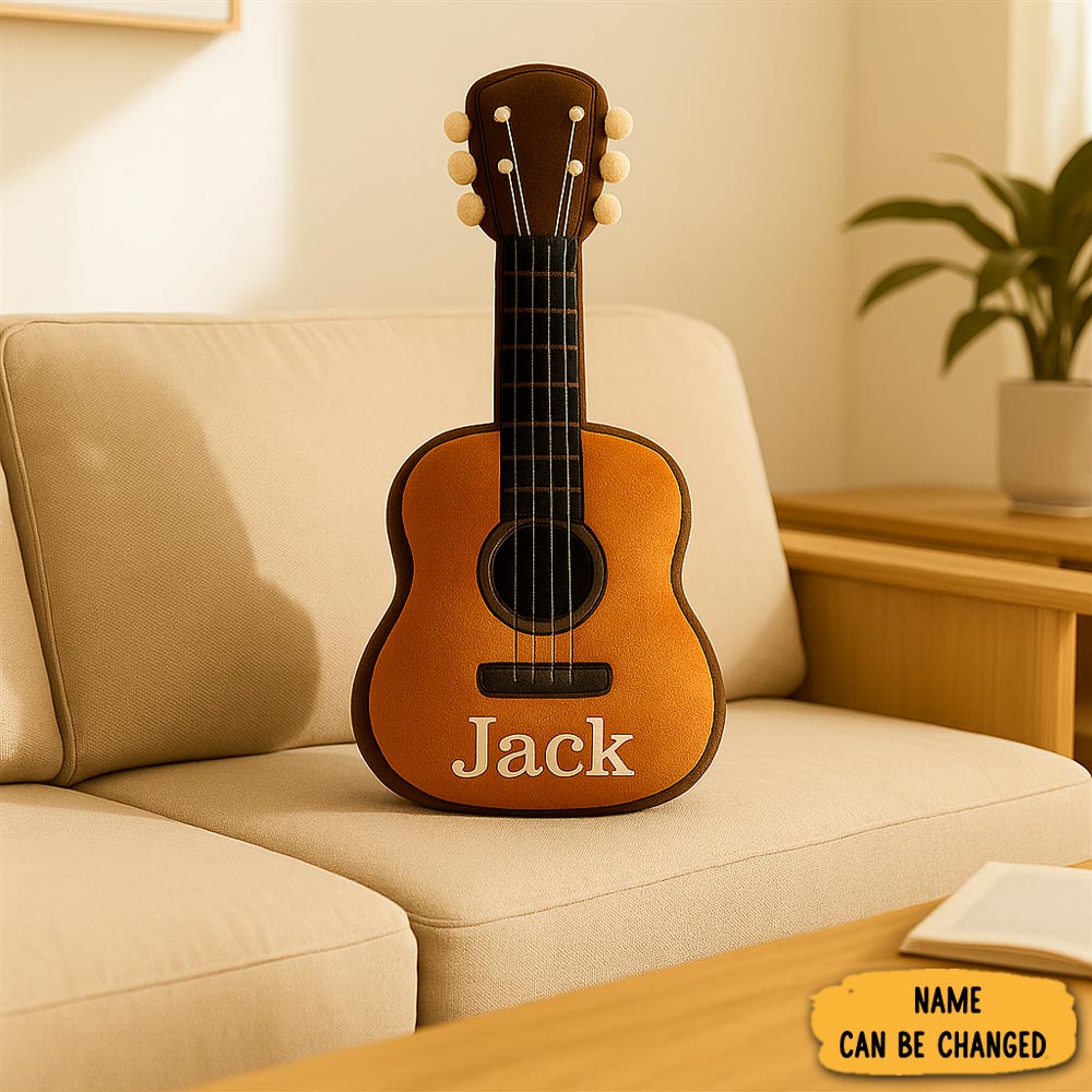Personalized Guitar Shape Pillow Music Themed Custom Pillow Home Decor Gifts Ideas