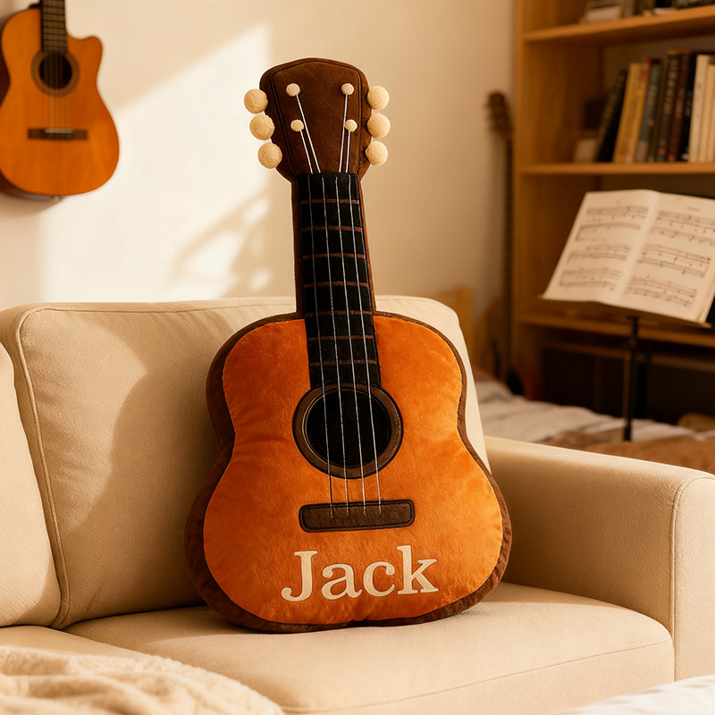 Personalized Guitar Shaped Pillow Home Decor Christmas Presents For Guitar Players
