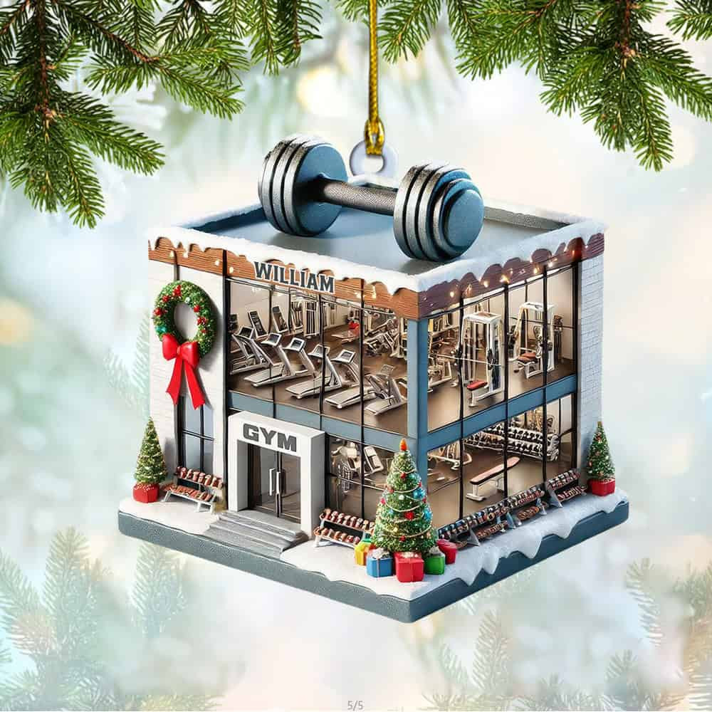 Personalized Gym Christmas Ornament With Dumbbell Gift For Fitness Lovers
