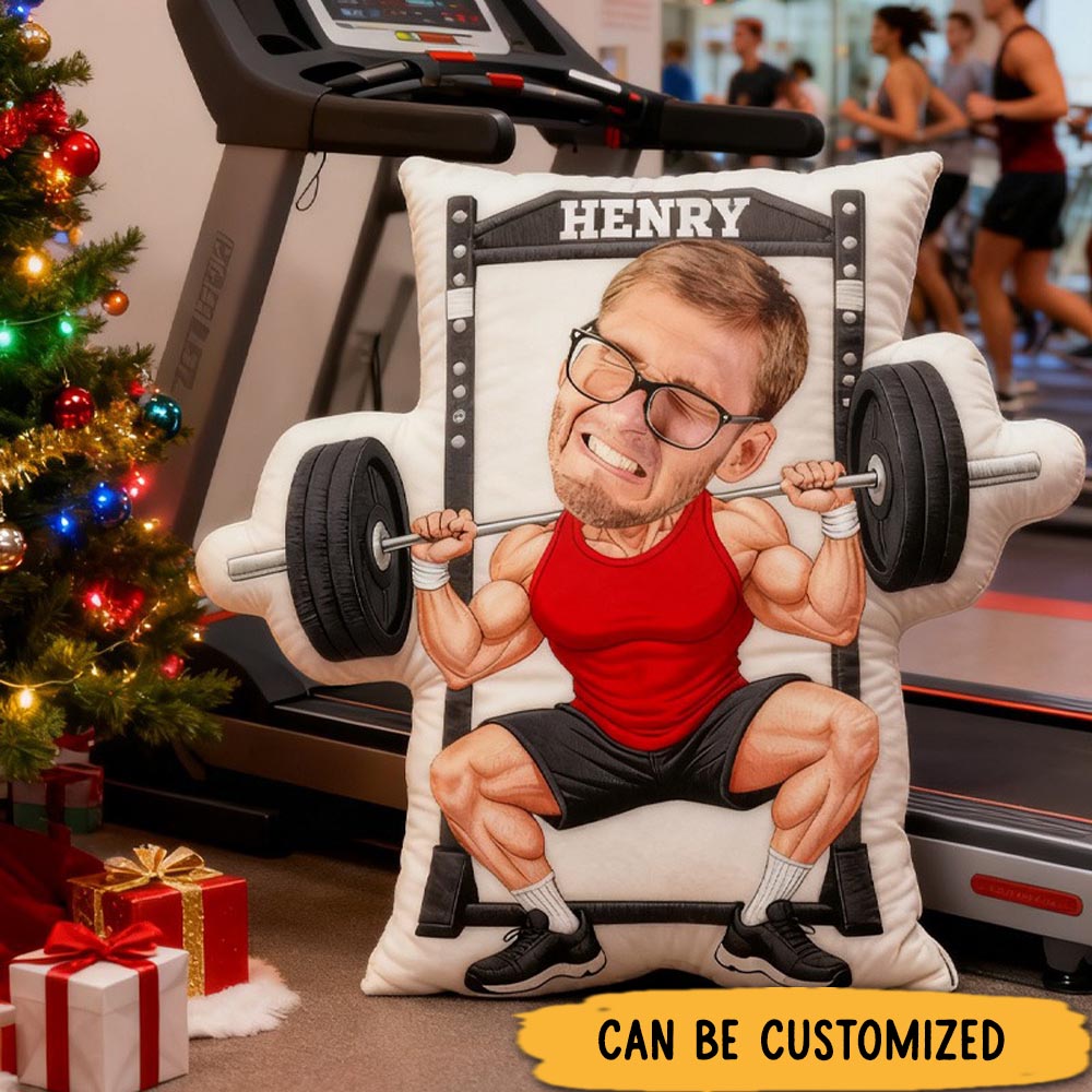 Personalized Gym Photo Pillow Graphic 3D Print Gift Ideas Exercise Themed Weight Lifting Workout Pillow Comfortable Christmas Decor for Gym Lovers