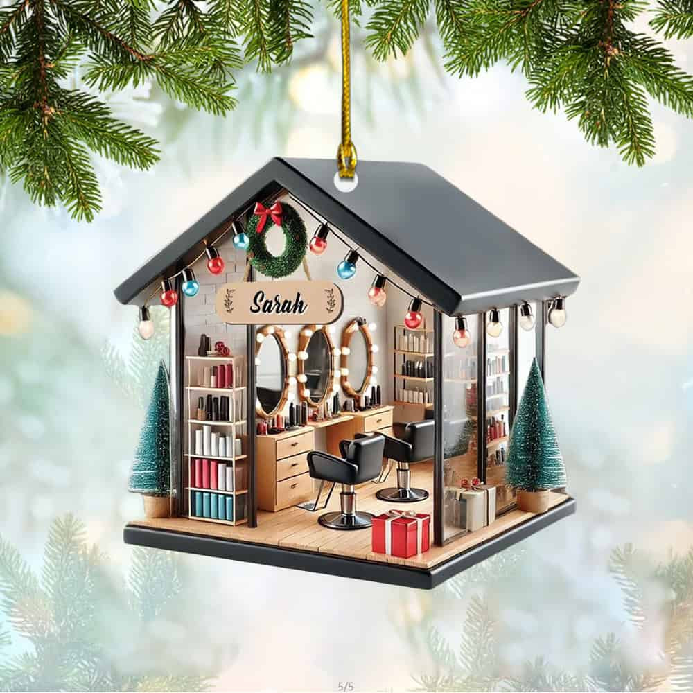 Personalized Hair Salon Acrylic Ornament Gift For Hairdresser