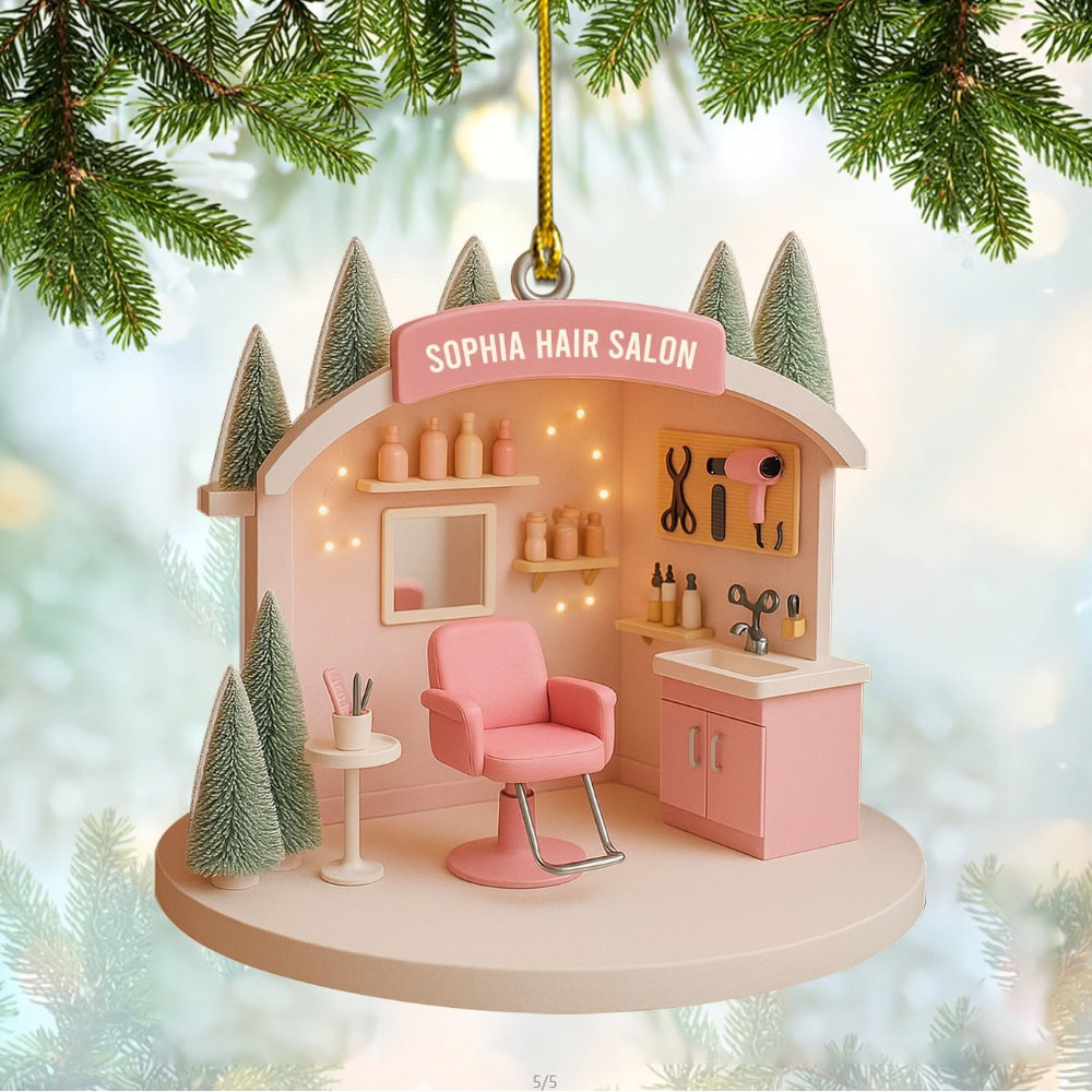 Personalized Hair Salon Custom Acrylic Ornament Gift For Hair Salon Owner And Beauty Enthusiasts
