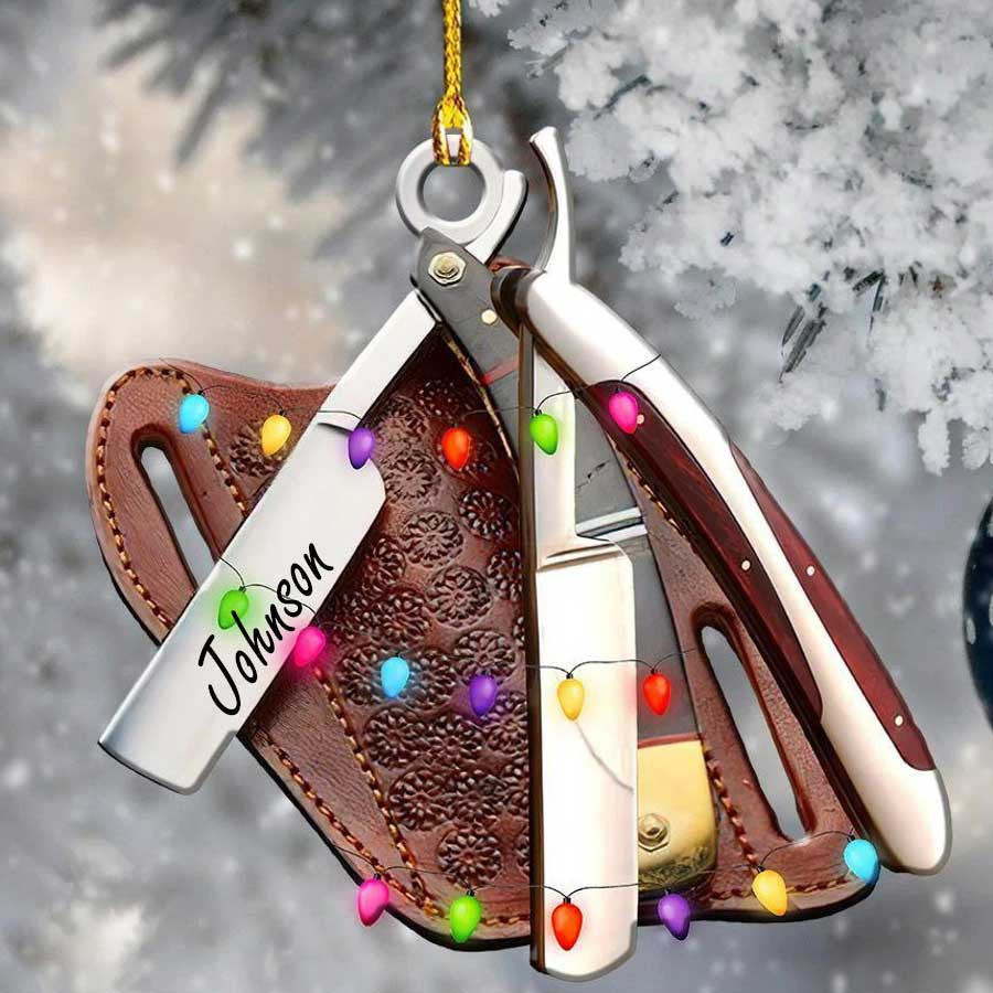Personalized Hair Stylist And Barber Tools Christmas Ornament for Hair Stylist