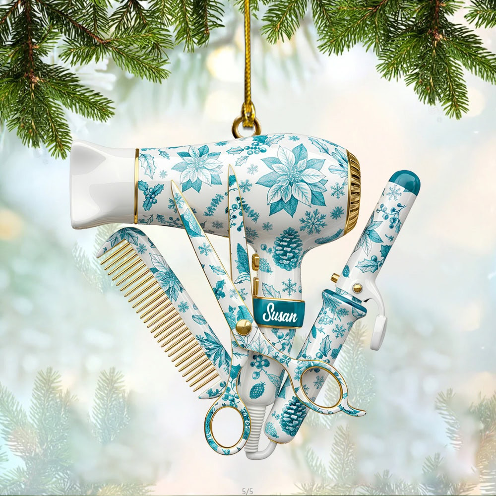 Personalized Hairstylist Toile De Jouy Custom Flat Acrylic Ornament