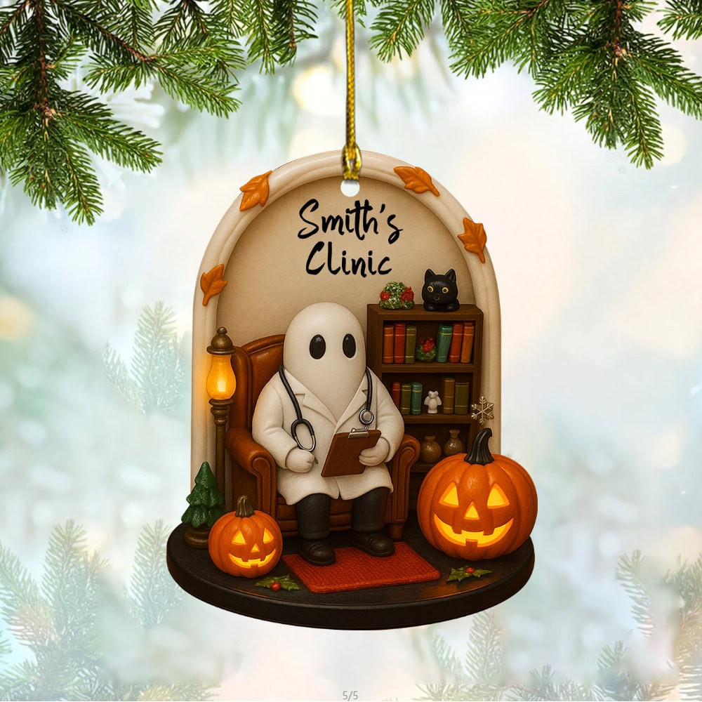Personalized Halloween Clinic Custom Acrylic Ornament Gift For Spooky Season Enthusiasts