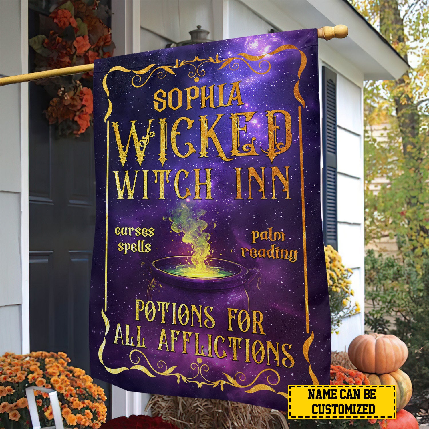 Personalized Halloween Flag Poisons For All Affliction Spooky Decor Gift For Her