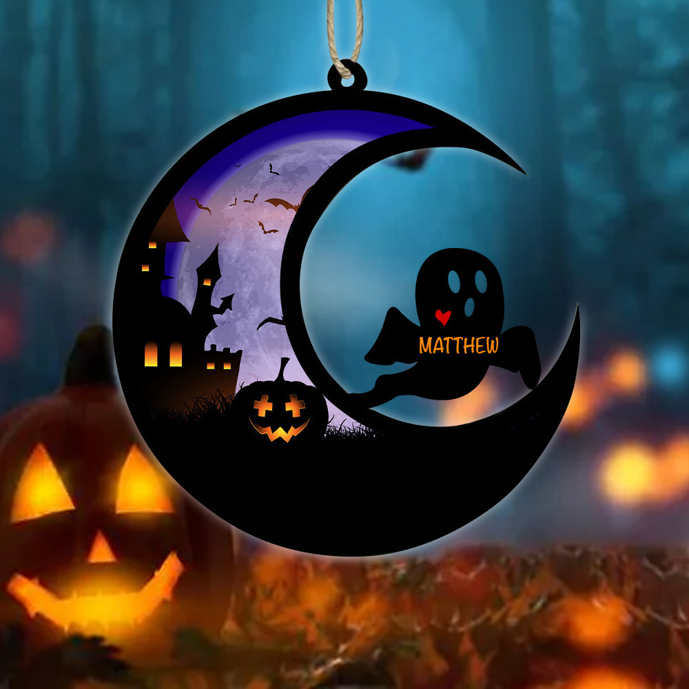 Personalized Halloween Ghost Moon Ornament Halloween Tree Decorations Custom Ornaments