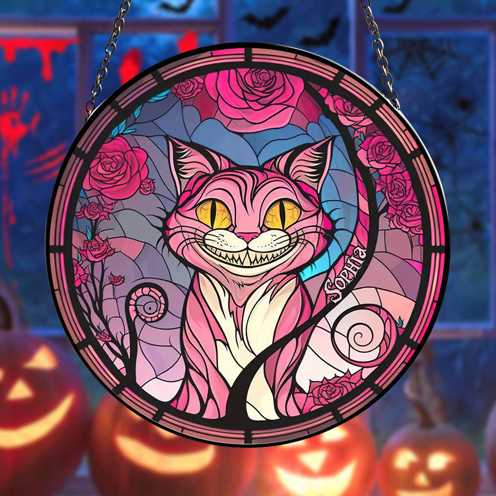 Personalized Halloween Gifts For Cat Lovers Stained Glass - Fun Holiday Ornament Gift