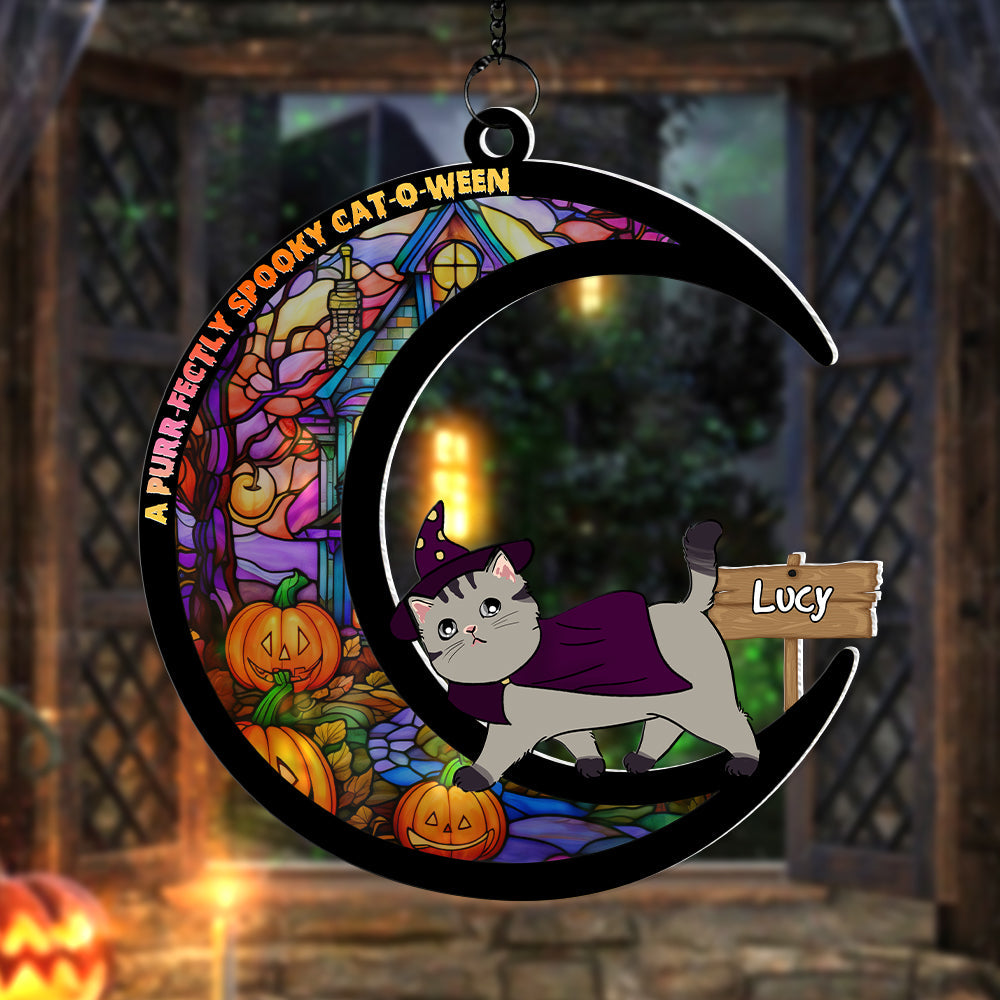 Personalized Halloween Gifts For Cat Lovers Suncatcher, Cat-O-Ween - Cute Christmas Tree Gift Idea Personalized Halloween Gifts For Cat Lovers Suncatcher, Cat-O-Ween - Cute Christmas Tree Gift Idea