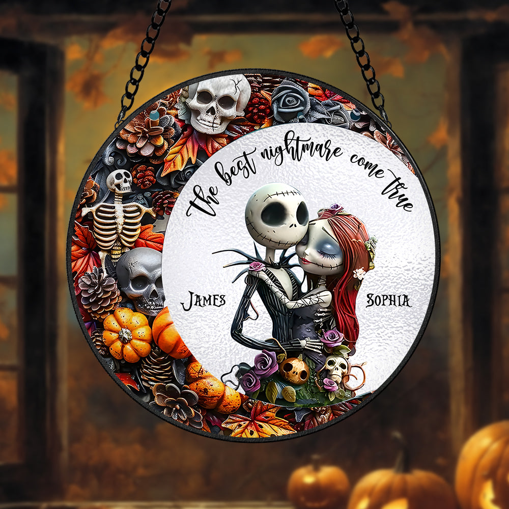 Personalized Halloween Gifts For Couple Stained Glass Ornament - Cute Christmas Tree Gift Idea