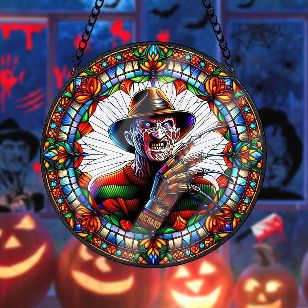 Personalized Halloween Gifts For Horror Fan Stained Glass Ornament - Xmas Ornament Gift