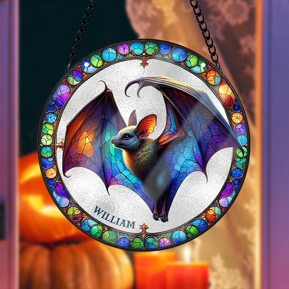 Personalized Halloween Gifts For Horror Fans Bat Stained Glass Ornament - Holiday Season Gift Idea