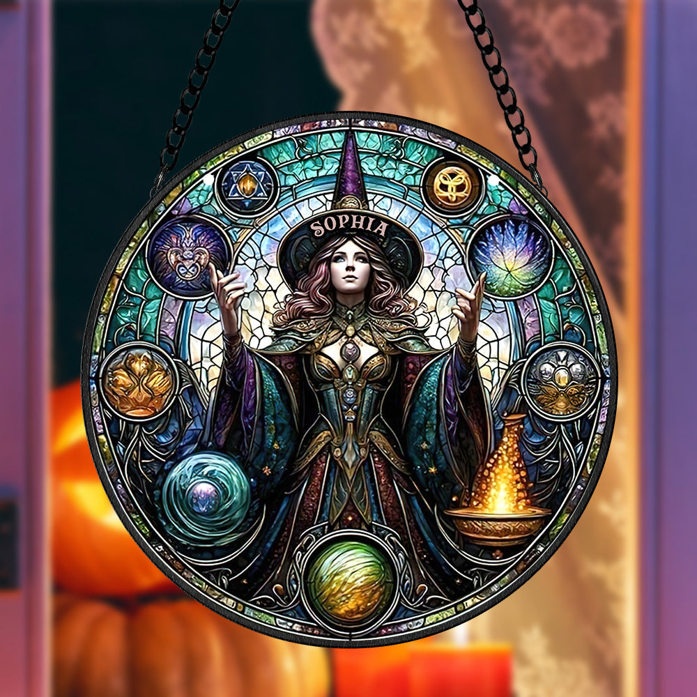 Personalized Halloween Gifts For Witch Lovers Stained Glass - Holiday Season Gift Idea
