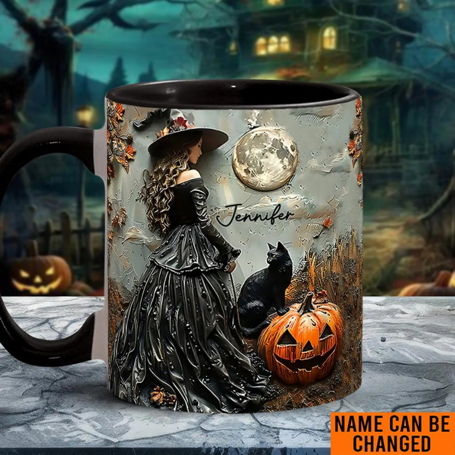 Personalized Halloween Witch And Pumpkin Mug Spooky Season Themed Witchy Gifts