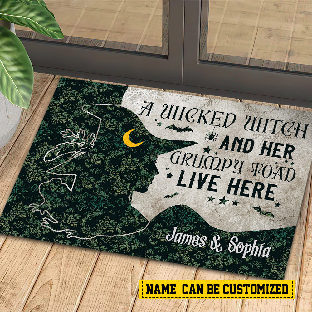 Personalized Halloween Witch Doormat Grumpy Toad Live Here Doormat For Home Decor Housewarming Gift Spooky Welcome Mat Gift For Witch Lovers