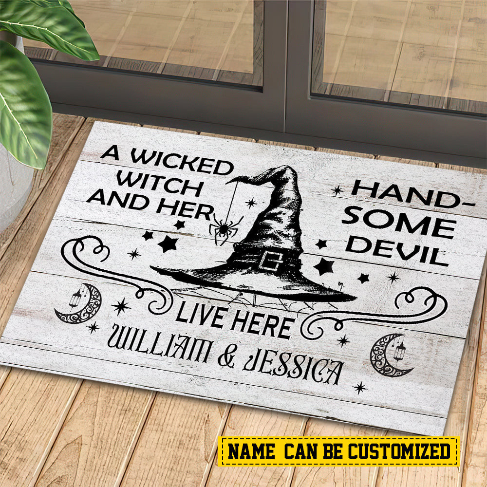 Personalized Halloween Witch Doormat Live Here Doormat For Home Decor Housewarming Gift Spooky Welcome Mat Gift For Witch Lovers