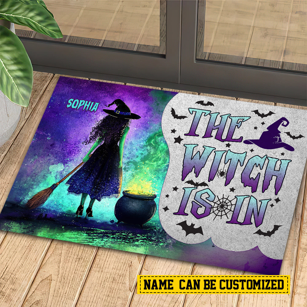 Personalized Halloween Witch Doormat The Witch Is In Doormat For Home Decor Housewarming Gift Spooky Welcome Mat Gift For Witch Lovers