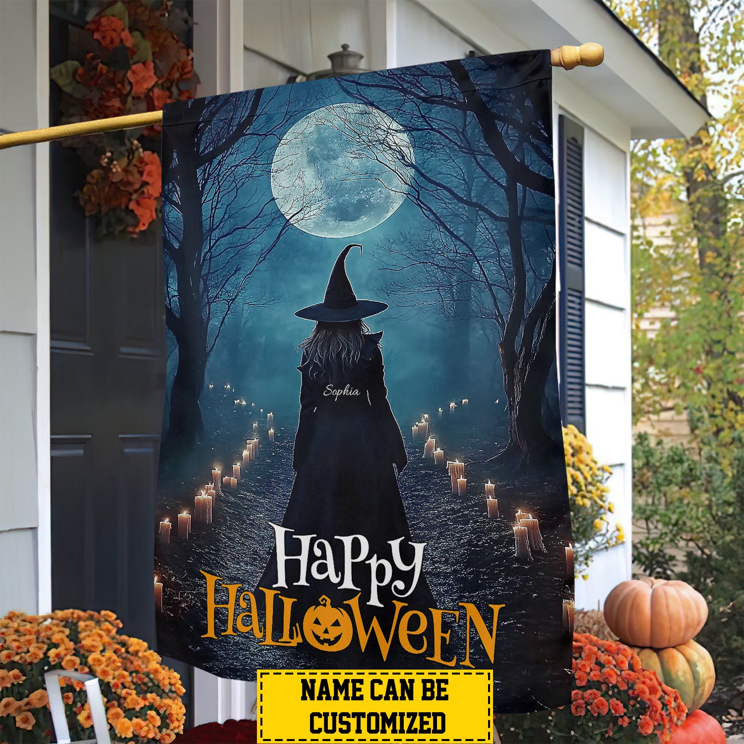Personalized Halloween Witch Flag House Flag Happy Halloween Fright Night Gift For Witch Lovers