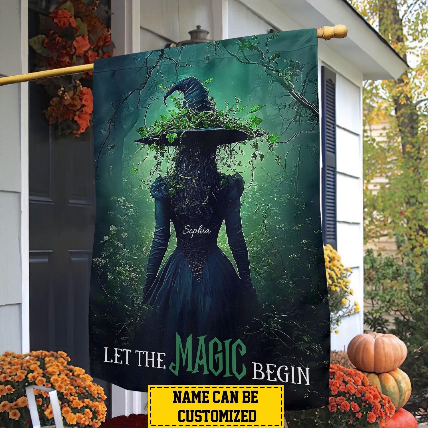 Personalized Halloween Witch Flag Let The Magic Begin Yard Flag Scary Season Gift For Witch Lovers