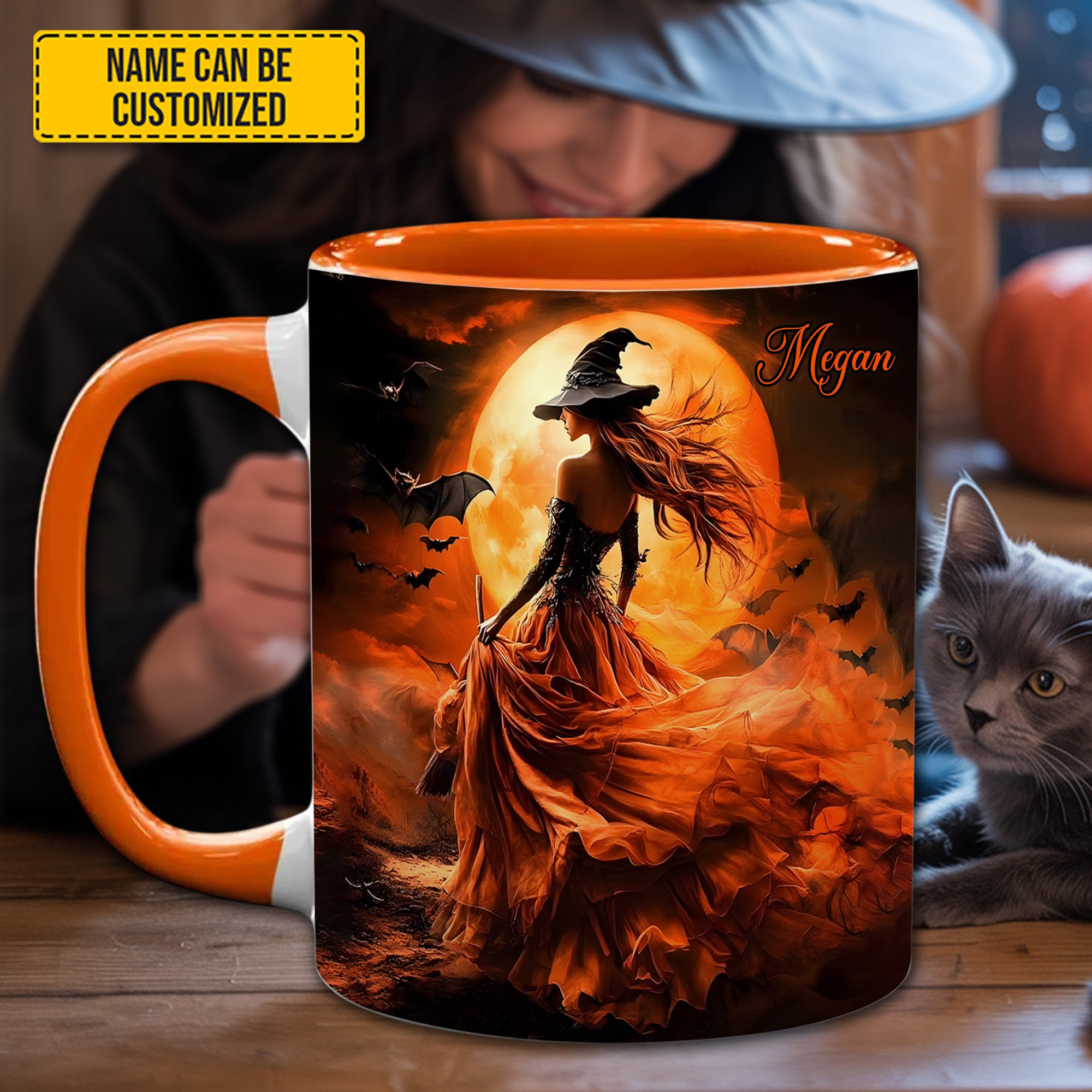 Personalized Halloween Witch Mug Moonlit Themed Custom Coffee Mugs Cool Witchy Gifts