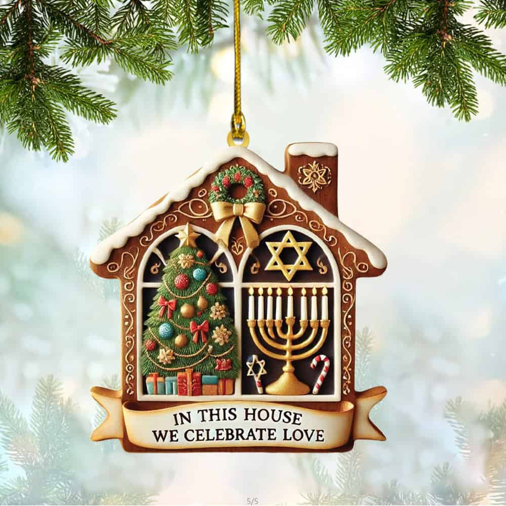 Personalized Hanukkah Christmas Acrylic Ornament With Custom Name Gift For Family