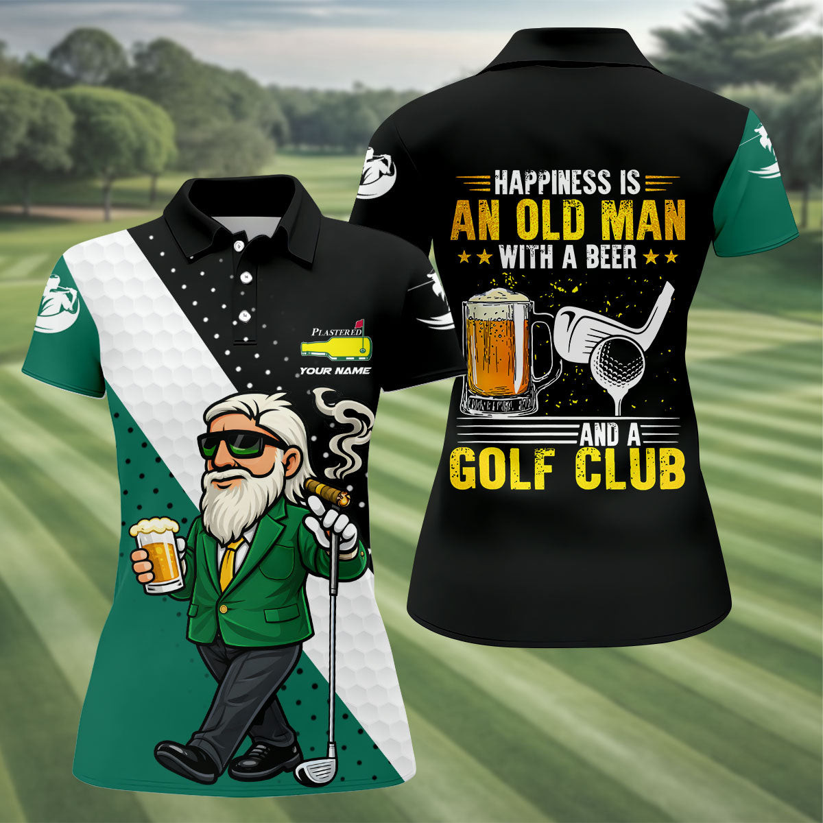 Personalized Happiness Is An Old Man With A Beer Guinness Golf Polo Shirt Best Golf Clothes