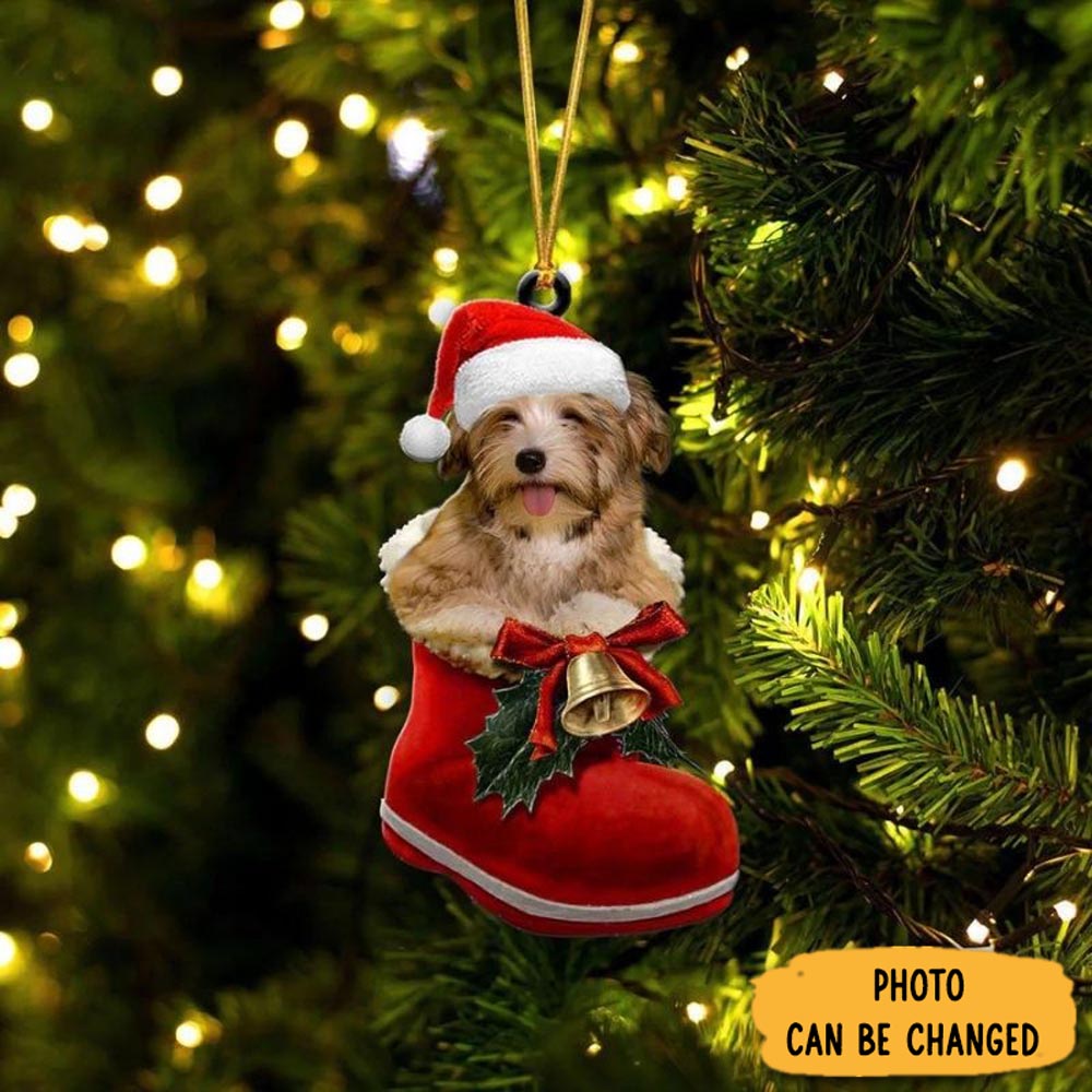 Personalized Havanese In Santa Boot Christmas Hanging Ornament Memorable Anniversary Ornament Keepsake