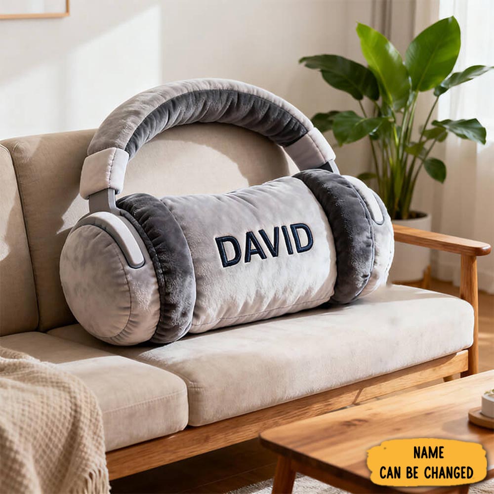 Personalized Headphone Pillow Music Themed Custom Pillow Home Decor Gifts For Him