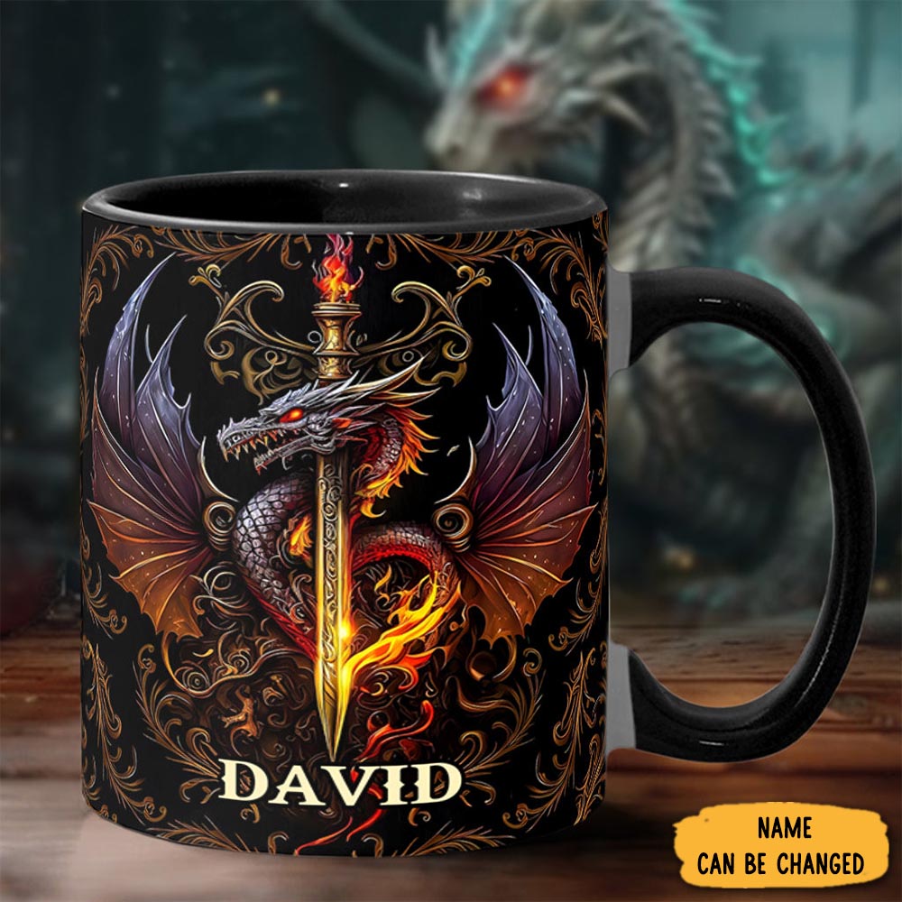 Personalized Heart Of A Dragon Mug Animal Themed Custom Coffee Mugs Dragon Lovers Presents
