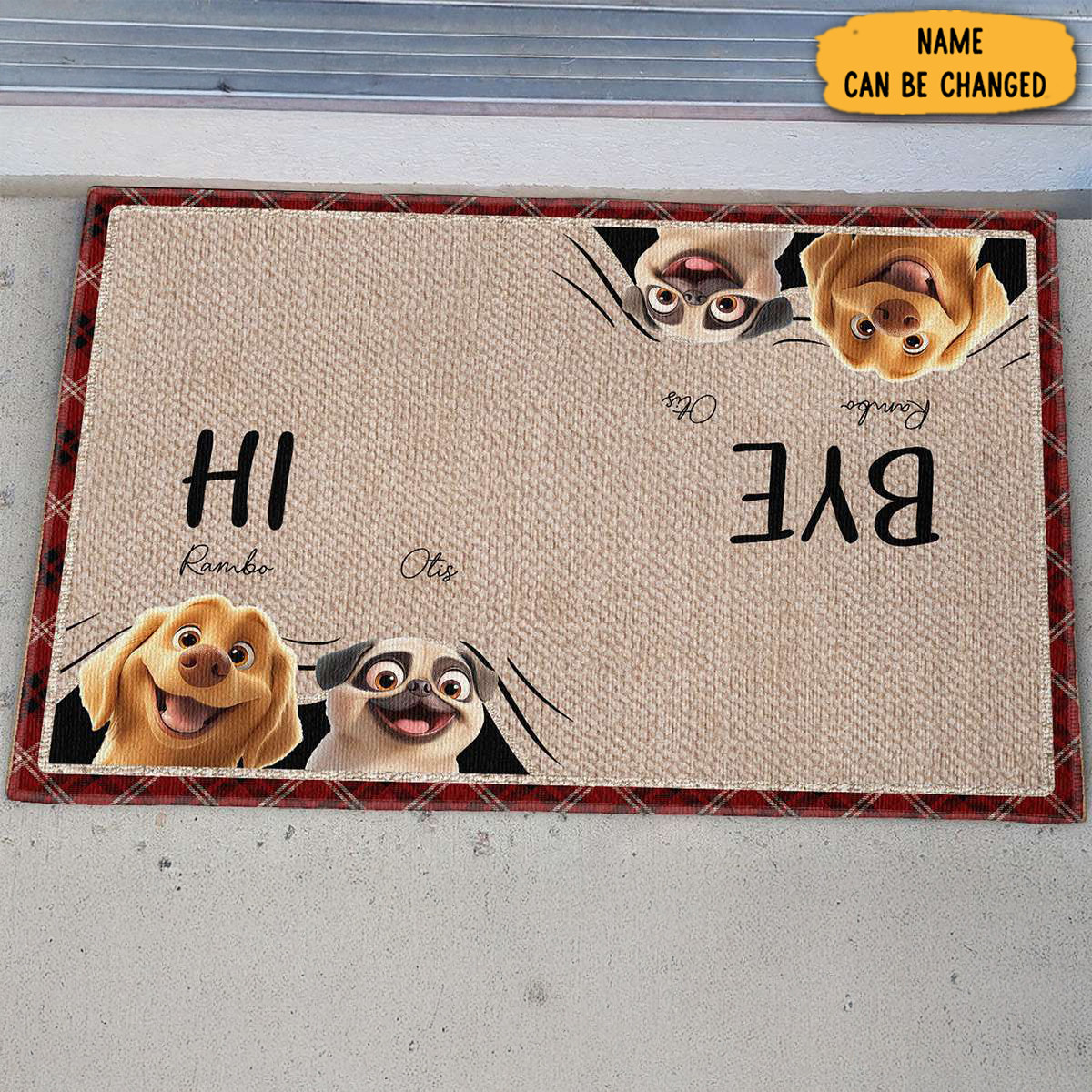 Personalized Hi Bye Doormat Front Door Christmas Decorations Gift For Dog Lover