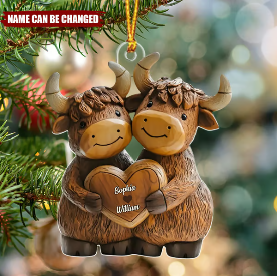 Personalized Highland Cow Christmas Ornament Christmas Decor Xmas Gifts For Couples