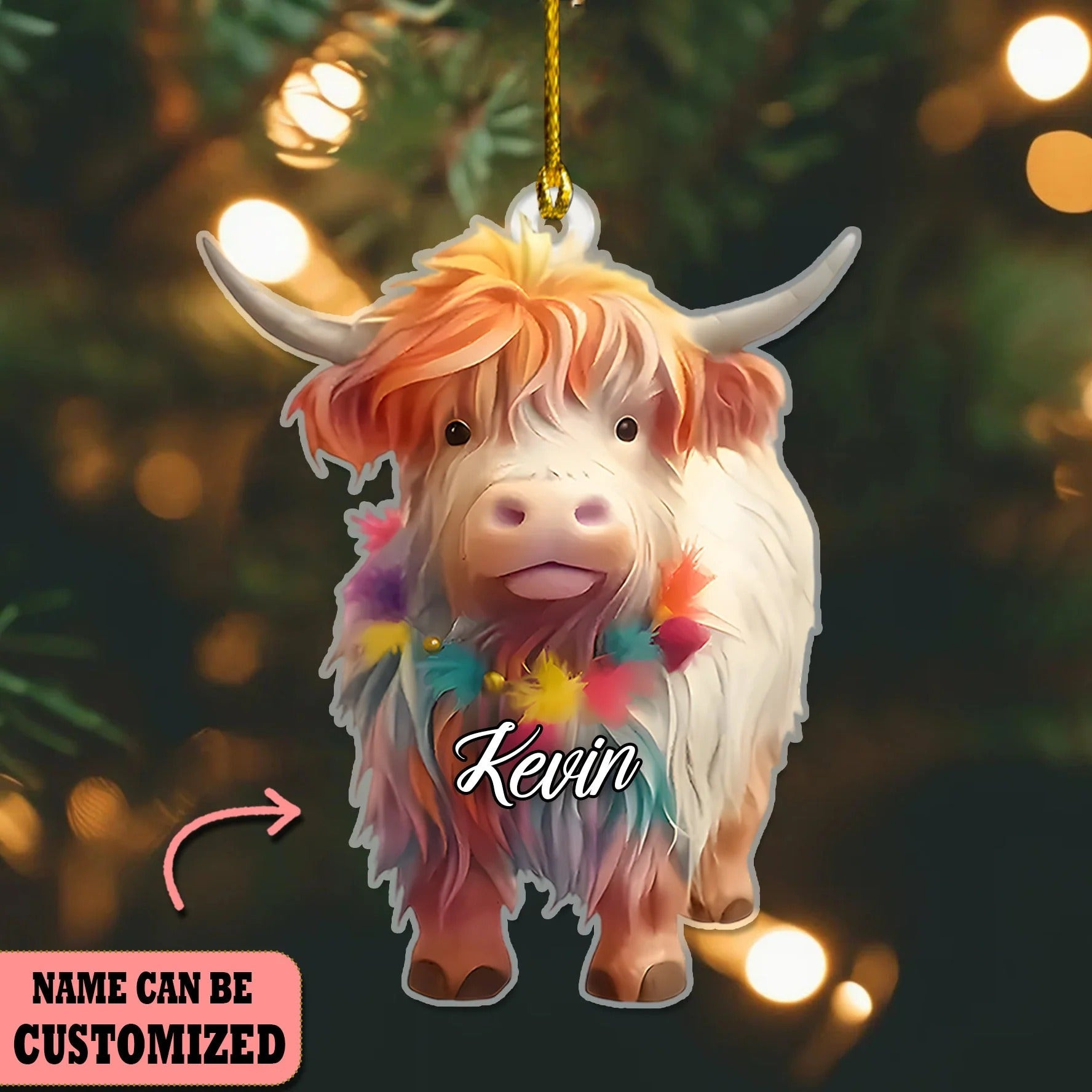 Personalized Highland Cow Christmas Ornament Xmas Tree Decor Christmas Tree Decorations