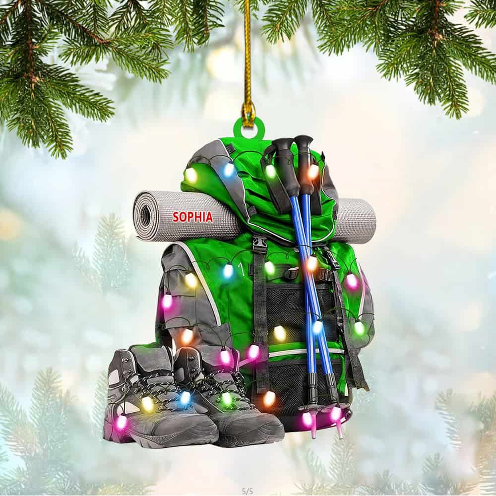 Personalized Hiking Bag Christmas Ornament Camping Lover Gift Keepsake Gift For Camper Hiking Decor Gift